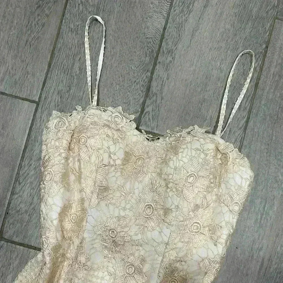 Aidan Mattox Champ Ivory Embroidered LaceTrumpet Maxi Wedding Dress Size 2 - Picture 5 of 9